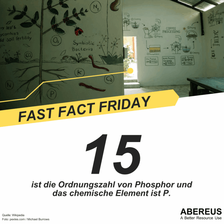 Auf dem Foto ist ein Raum, der an den Wänden den Prozess der Kaffeeherstellung beschreibt mit einem Baum, Insekten und den verschiedenen Elementen wie Phosphor. Darunter steht eine 15 für die Ordnungszahl von Phosphor.