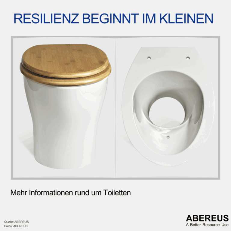 Auf dem Bild ist unsere Toilette aus zwei verschiedenen Perspektiven zu sehen. Einmal von oben und einmal von der Seite. Im Großen und Ganzen erinnert es an eine normale Toilette.