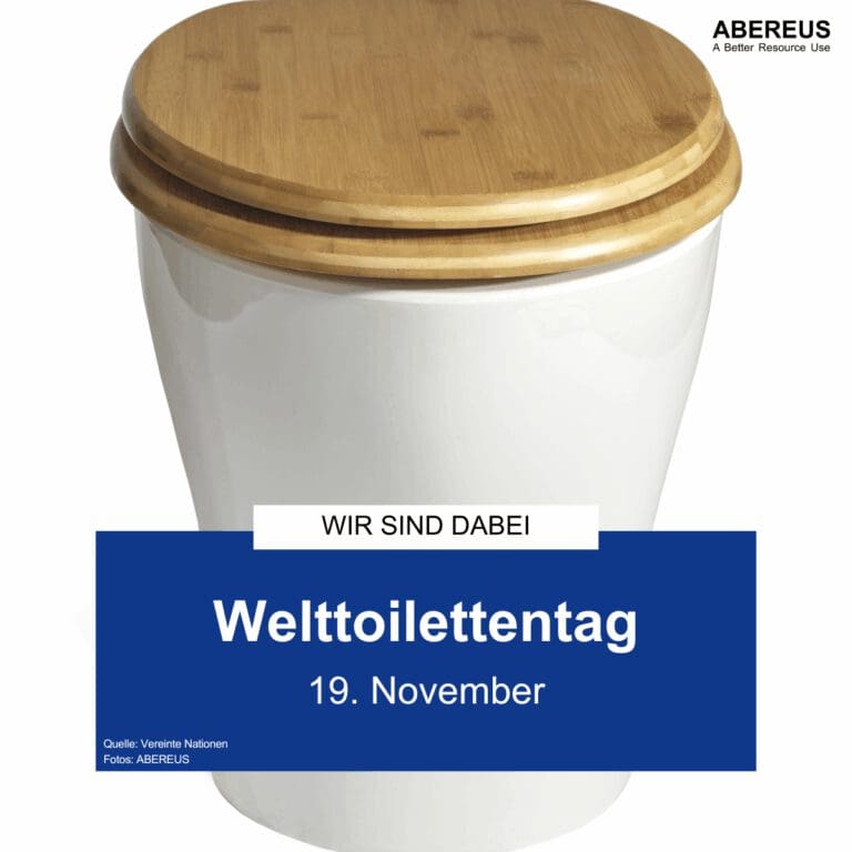Das Bild zeigt einen Toilettenstuhl und darunter steht, dass der Welttoilettentag am 19. November ist. Wir als ABEREUS sind natürlich dabei!