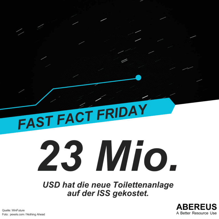 Auf dem Bild ist eine Weltallfoto und darunter steht, dass die Toilettenanlage auf der ISS 23 Mio. USD gekostet hat.