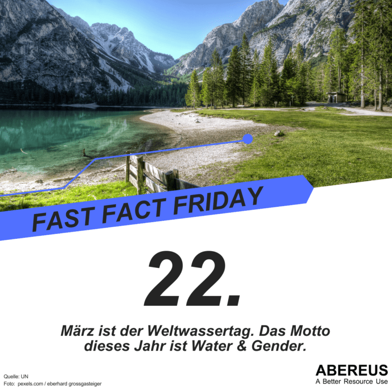 Auf dem Bild steht, dass am 22. März der Weltwassertag ist. Das Motto dieses Jahr ist Water und Gender. Darüber ist ein Foto von einem Bergsee in den Alpen mit Nadelbäumen und einer Wiese auf der rechten Seite.